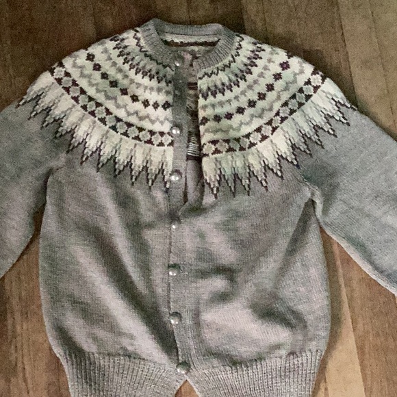 🐑 100% Wool Knit Cardigan Sweater OOAK EUC  Sz L-XL Norwegian Design - Picture 11 of 16